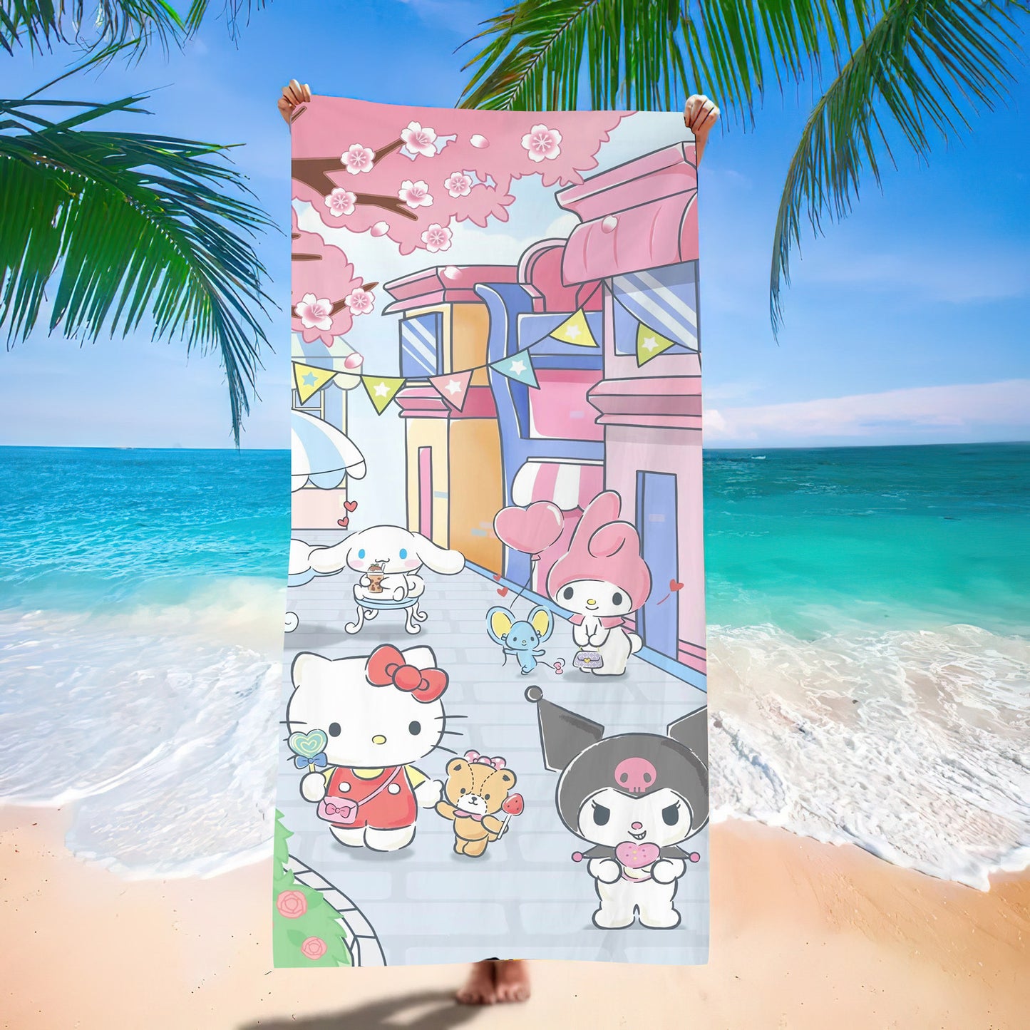Sanrio&Stitch&Barbie&Mermaid Bath Towel
