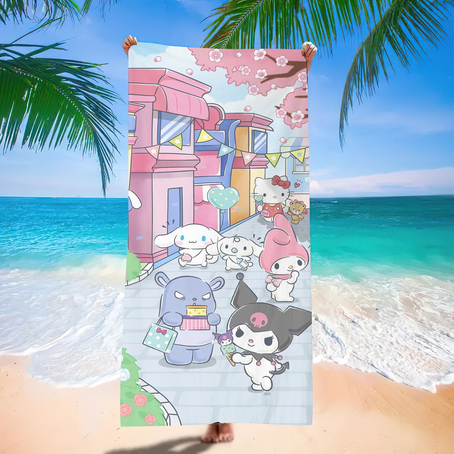 Sanrio&Stitch&Barbie&Mermaid Bath Towel
