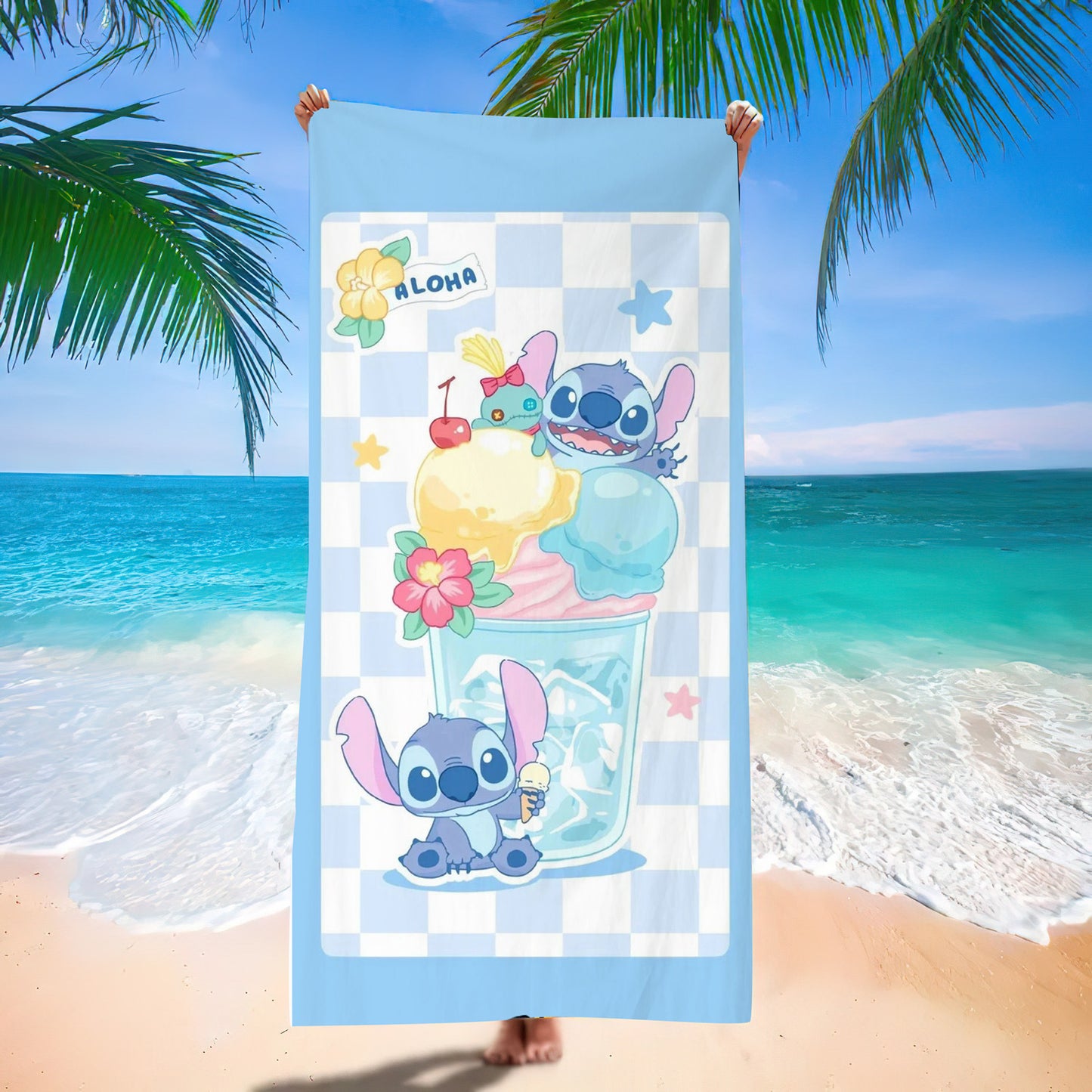 Sanrio&Stitch&Barbie&Mermaid Bath Towel