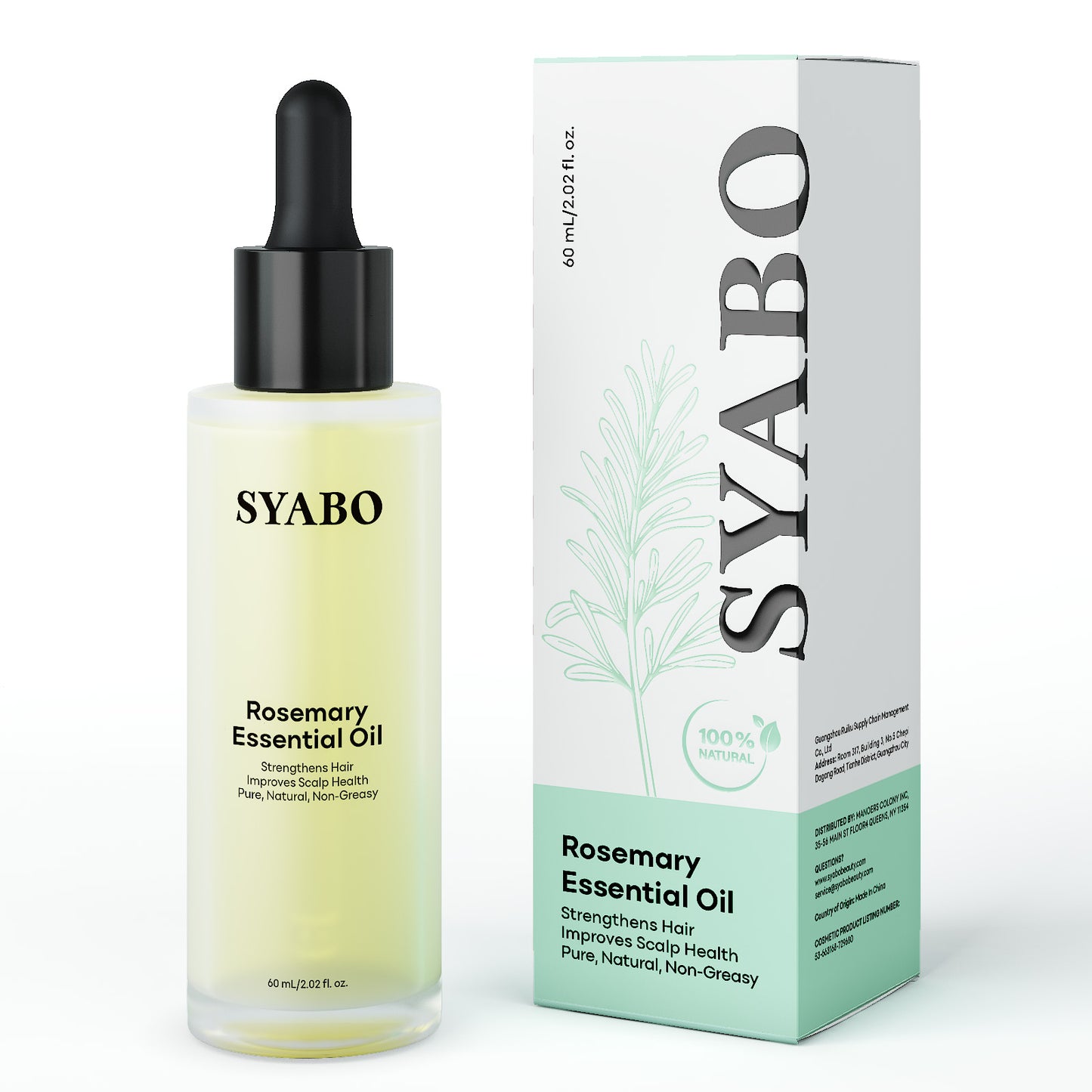 SYABO Rosemary Essential Oil, 100% Pure and Natural Premium Glass Dropper Hair Oil, Rosemary Essential Hair Oils for Hair Care, Hair Oiling, Strengthen Hair Follicles, Nourish Dry Scalp 2.02 FL OZ