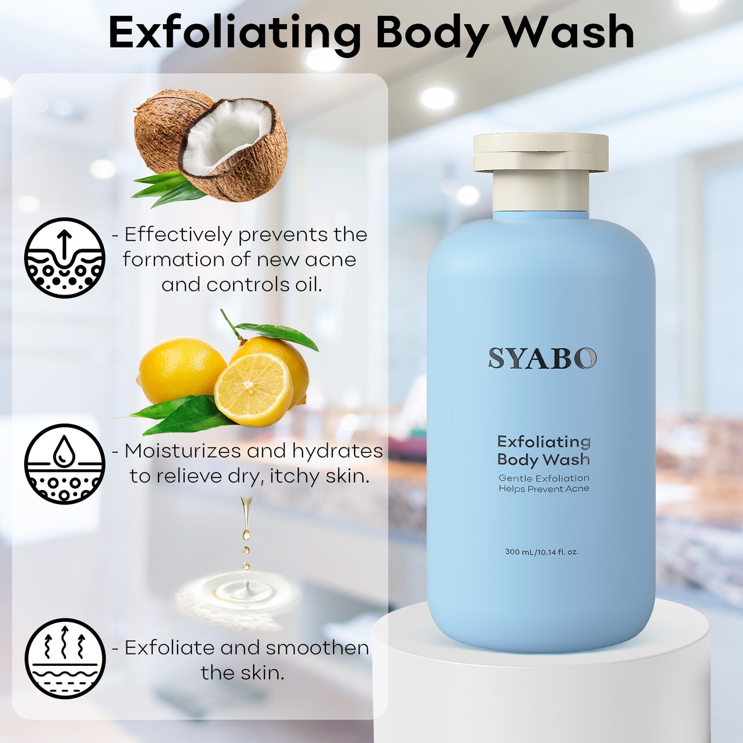 SYABO Anti Dandruff Shampoo for Flaky, Dry, Itchy Scalp, Remove Dandruff and Itching, Soft and Fluffy, Scalp Care and Protect Scalp 10.14 Fl Oz