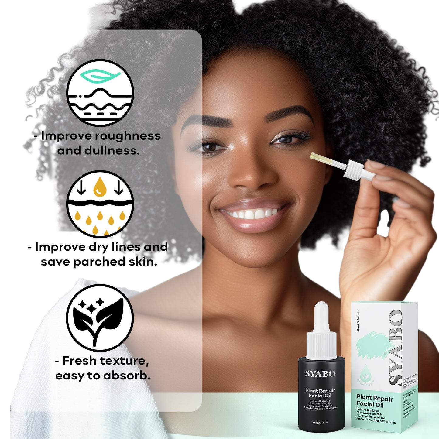 SYABO Facial Seed Essence Oil Improves Roughness, Dullness, Dry Lines And Shriveled Skin，Lightweight & Non-Greasy Recovery Facial Oil, Relieve dry skin，Hydrating Facial Oil with Vitamin E, C & 11 Pure Seeds Facial Oil ，for Skin Care, Body1 .06FL OZ