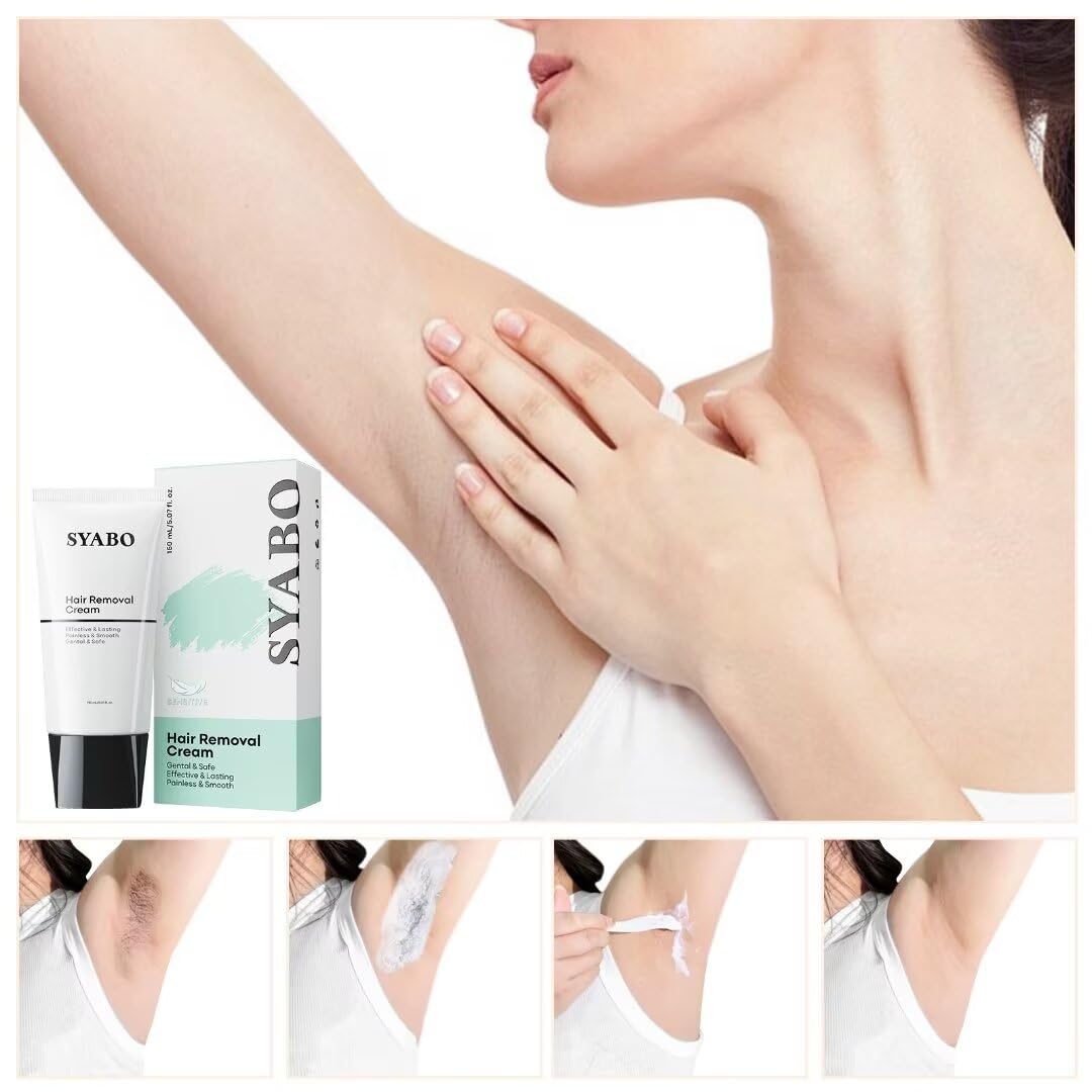 Hair Removal Cream, Painless Bikini, Legs, Arms and Underarms Hair Removal Lotion, Sensitive Body Hair Removal Cream, Soothing & Skin Friendly for Women Men All Skin Types, 5.07 FL OZ