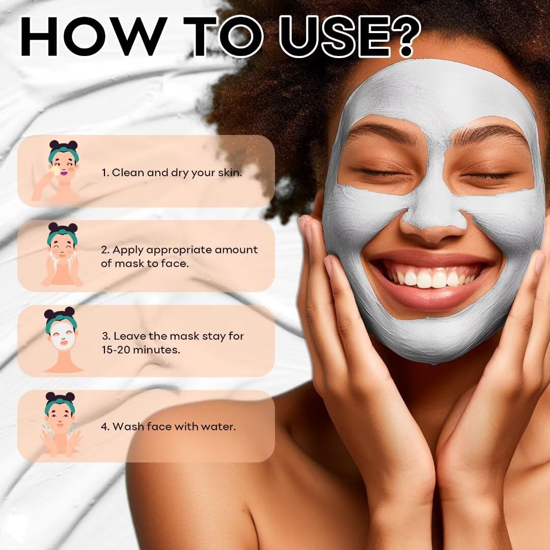 SYABO Deep Pore Clearing Mask, Facial Mask with Amazonian White Clay, Removes Excess Oil, Reducer for Blackhead, Whitehead, Acne and Pores, Tightens Skin Care for Women Men 200ml (7.05 Fl Oz)