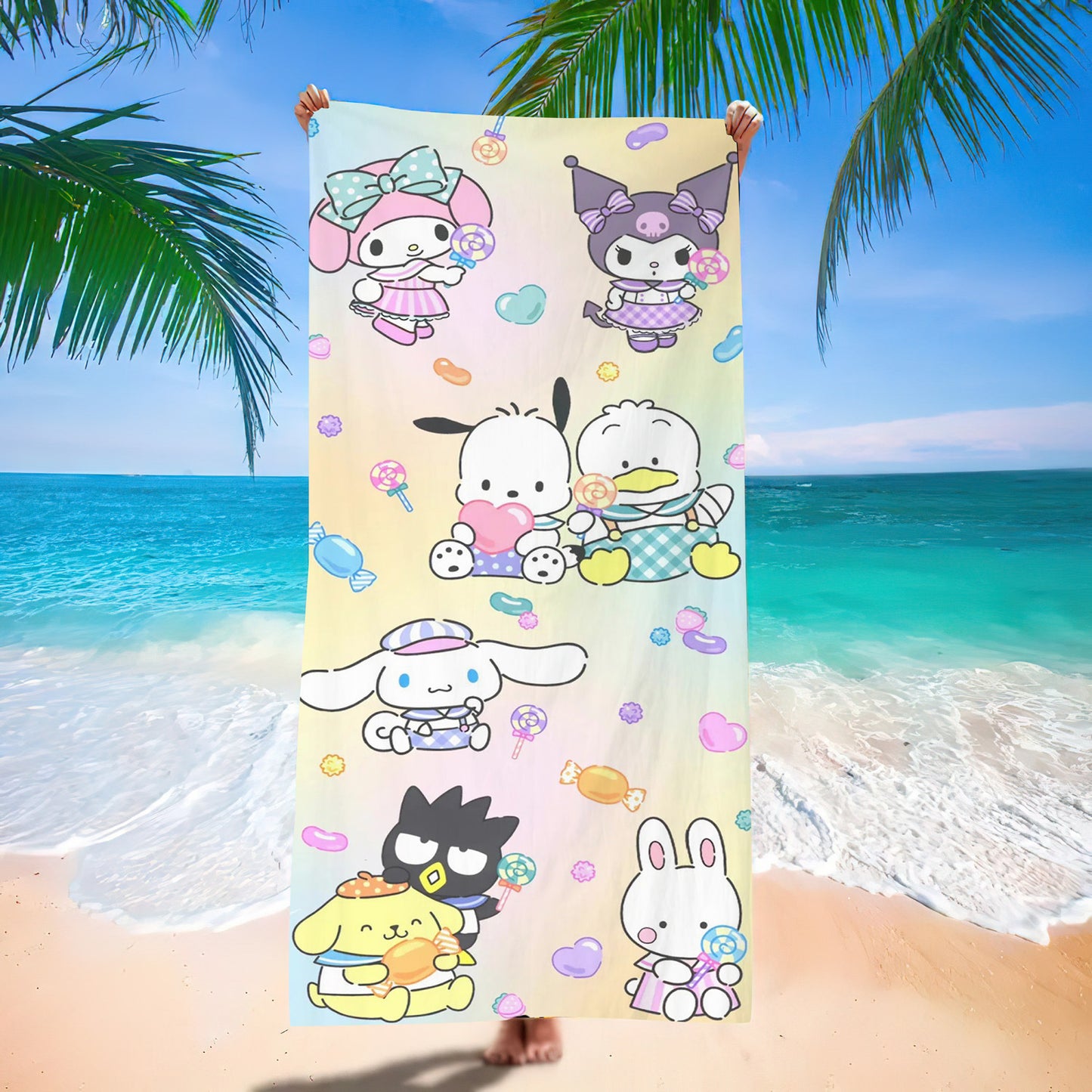 Sanrio&Stitch&Barbie&Mermaid Bath Towel