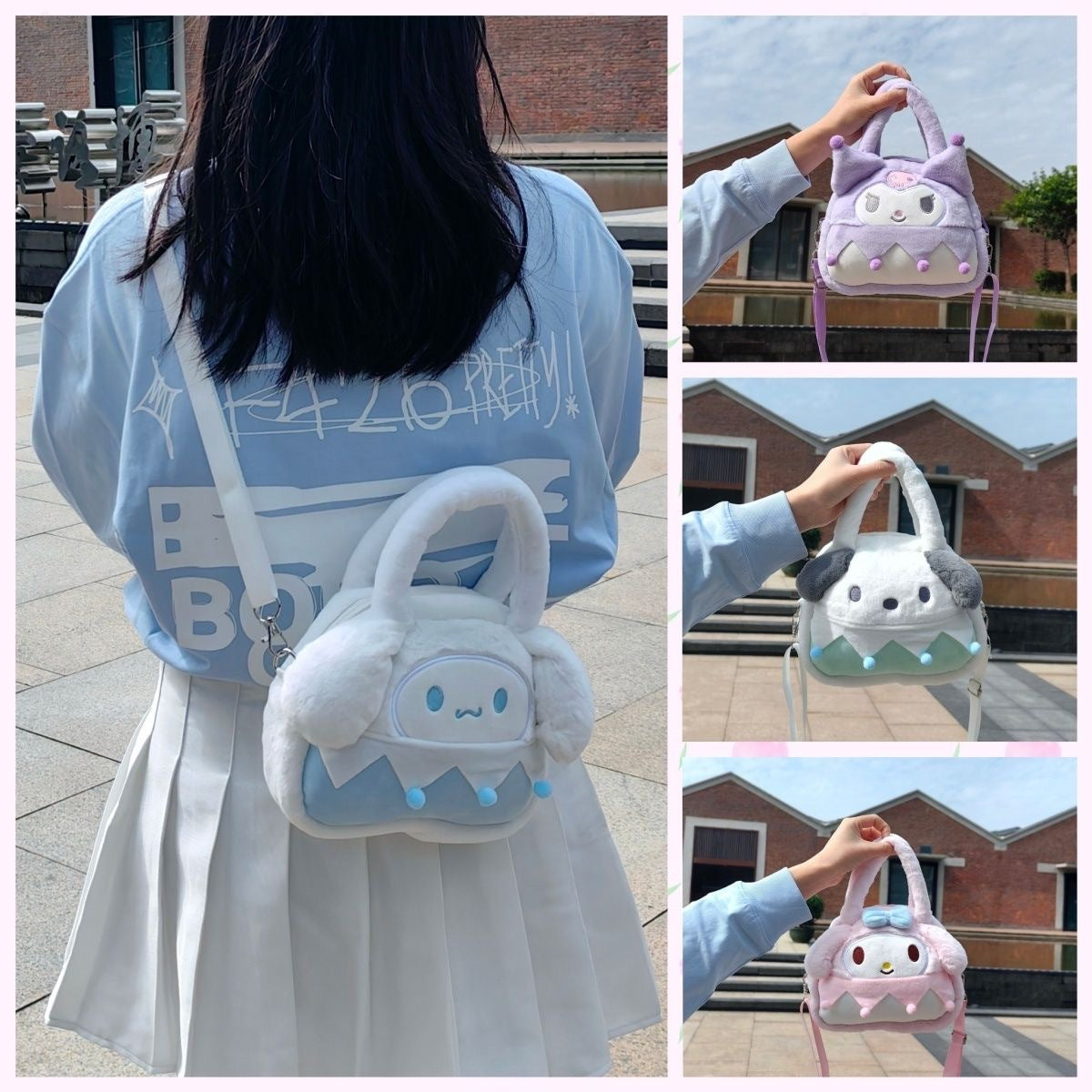 Sanrio fluffy 2 in 1 messenger bag&handbag
